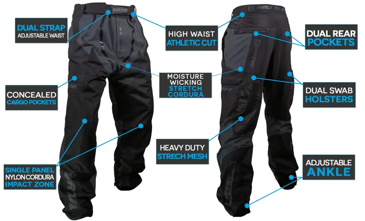 virtue breakout pants black new