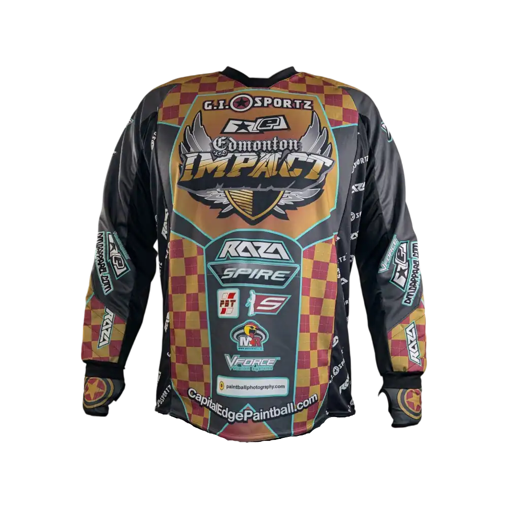 custom raza padded imperial jersey, impact checkered, l used