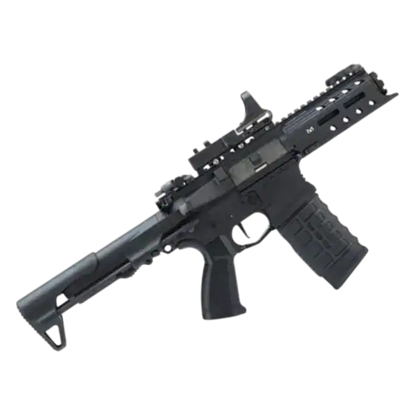 G&G ARP 556 V2S Black tactical paintball airsoft carbine with an electronic trigger unit.