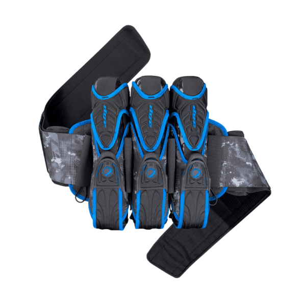 Dye Assault Pack 3+4 Cyan paintball harness pod pack.