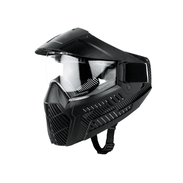 BASE GS-F paintball goggle in black featuring an anti-fog single lens and integrated visor.