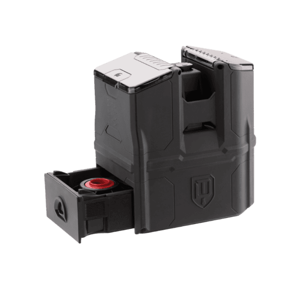 Dye Box Rotor Loader in black for DAM paintball markers.