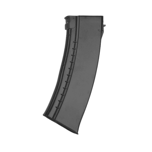 CYMA Polymer AK47 140 Round Mid-Cap AEG Magazine in black for tactical airsoft and paintball cross-training.