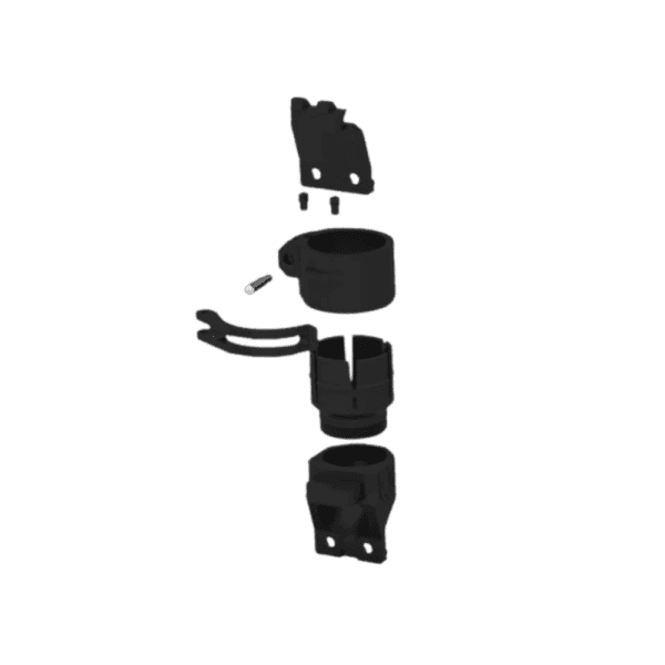 Dye DAM feedneck cover plate in black tactical paintball marker replacement part.