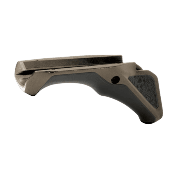 Dye DAM front angled grip in earth tone tactical paintball marker upgrade.