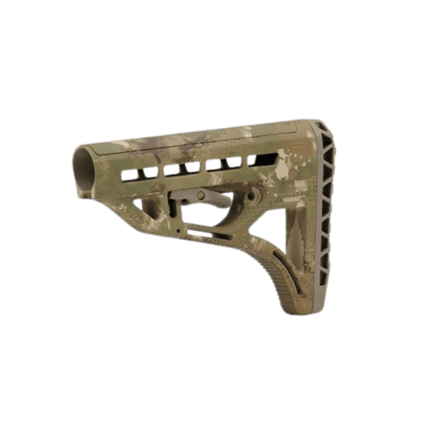 Dye DAM lightweight buttstock in camo tactical paintball marker upgrade.