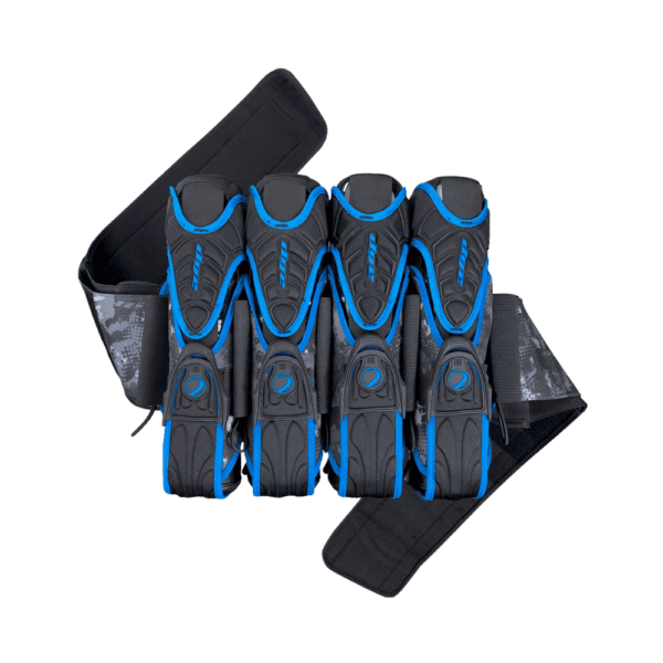 Dye Assault Pack 4+5 Cyan paintball harness pod pack.