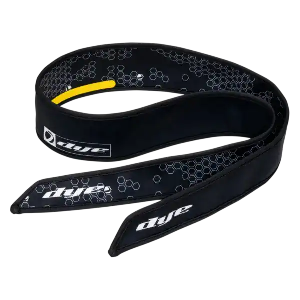 DYE x Halo Head Tie Black White paintball headband with high-contrast geometric design.