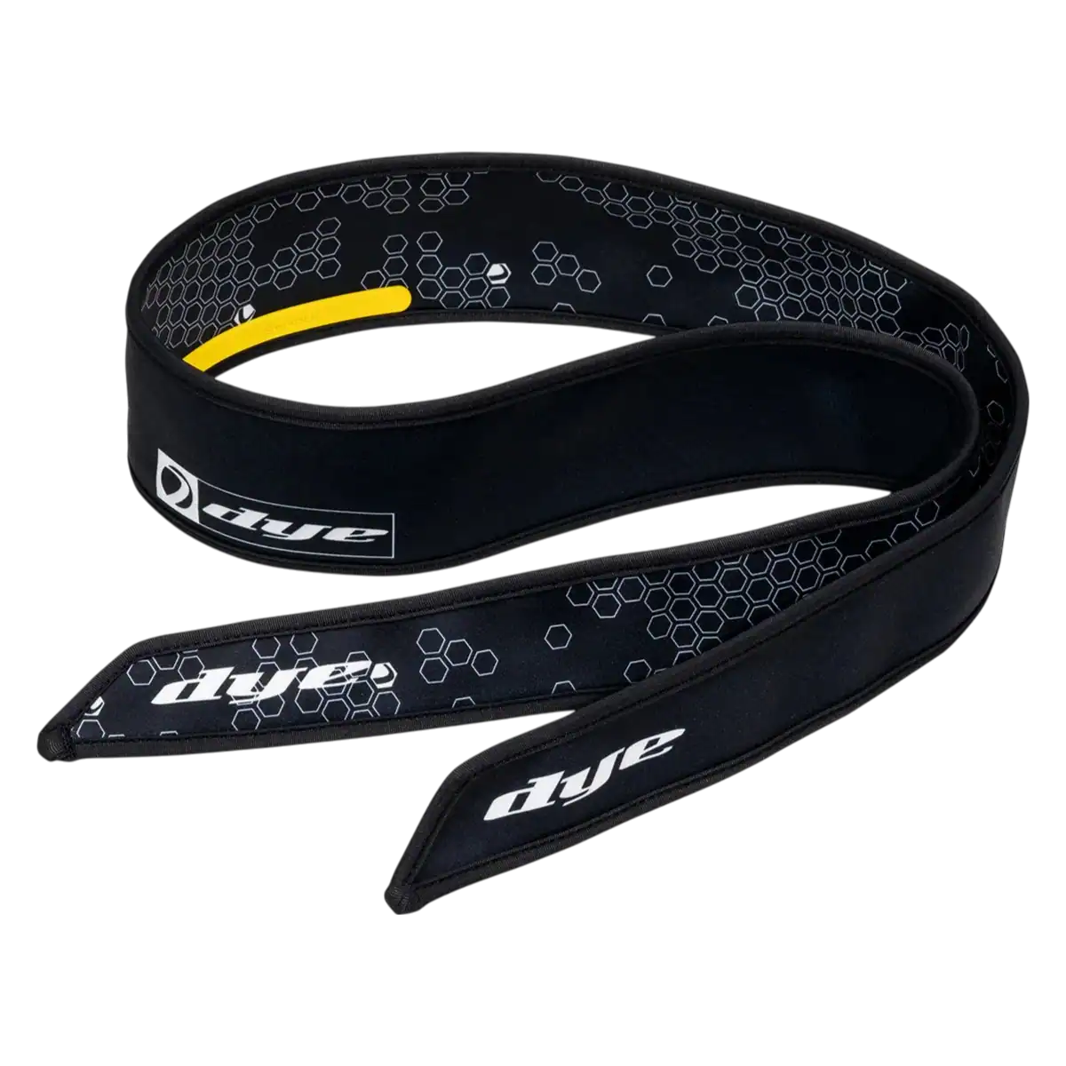 DYE x Halo Head Tie Black White paintball headband with high-contrast geometric design.