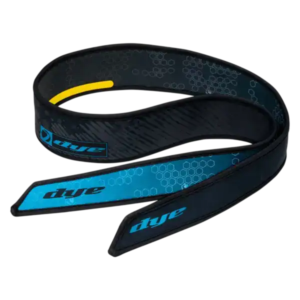 DYE x Halo Head Tie IConcept Black Cyan paintball headband with abstract design.