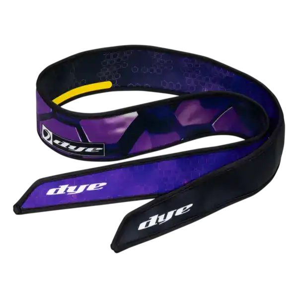 DYE x Halo Head Tie Hex3D Purple paintball headband with 3D hexagon pattern.