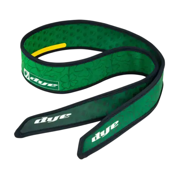 DYE x Halo Head Tie Nickclover Green paintball headband with clover pattern.