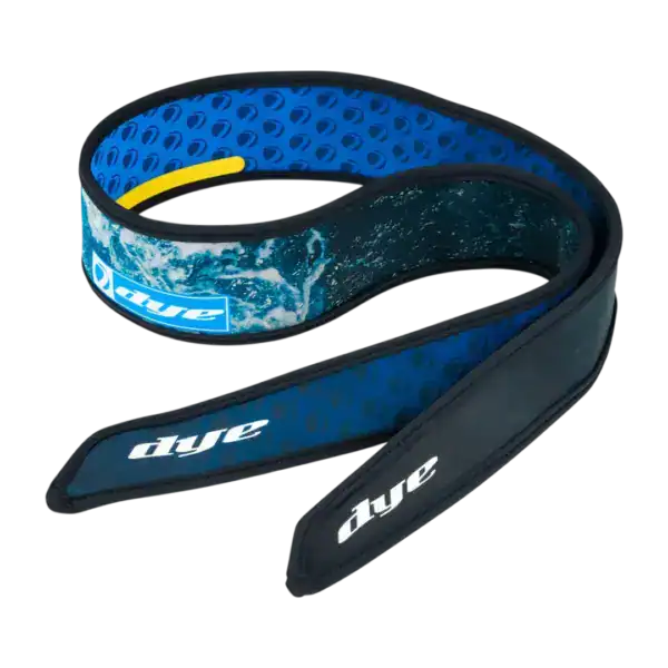 DYE x Halo Head Tie Tidal Blue paintball headband with wave design.