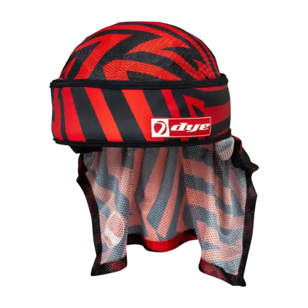 DYE x Halo Head Wrap Dazzlecam Red paintball headband with red camo pattern.