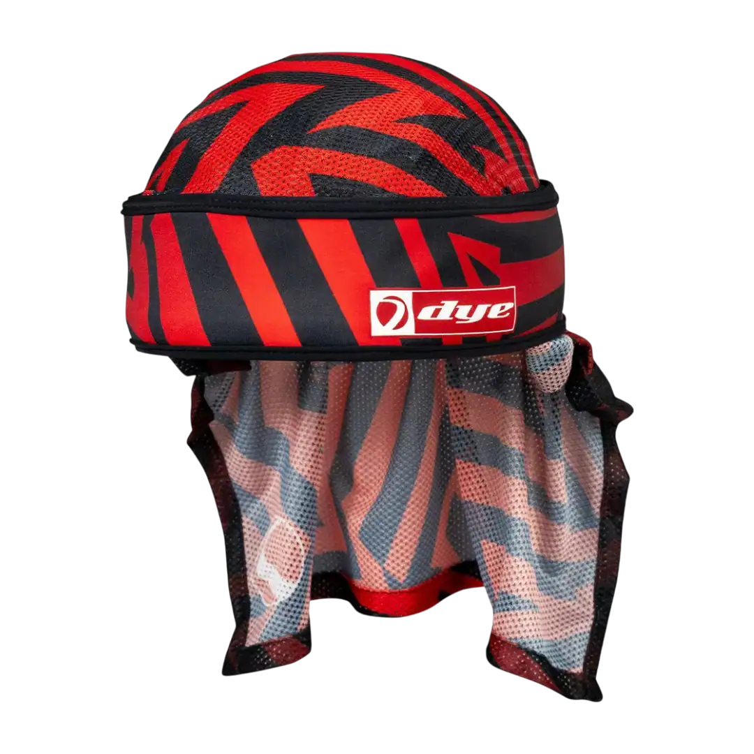 DYE x Halo Head Wrap Dazzlecam Red paintball headband with red camo pattern.