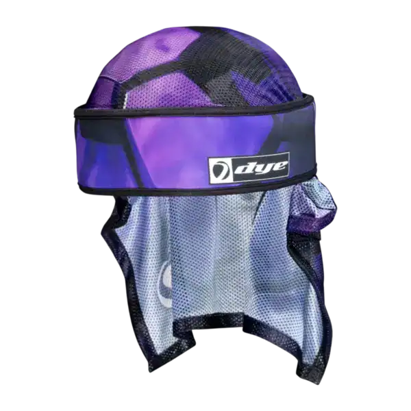 DYE x Halo Head Wrap Hex3D Purple paintball headband with 3D hexagon pattern.