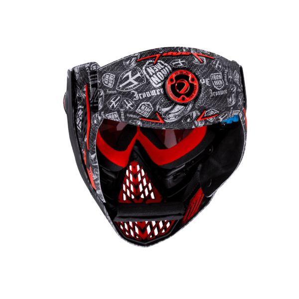 DYE i5 Goggle IM Shields gold mirror lens thermal paintball mask profile view.