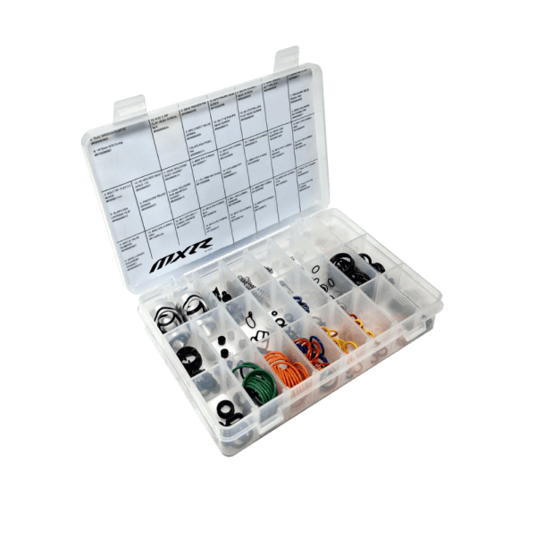 The official DYE DSR Parts Kit containing authentic black replacement components for paintball marker maintenance.
