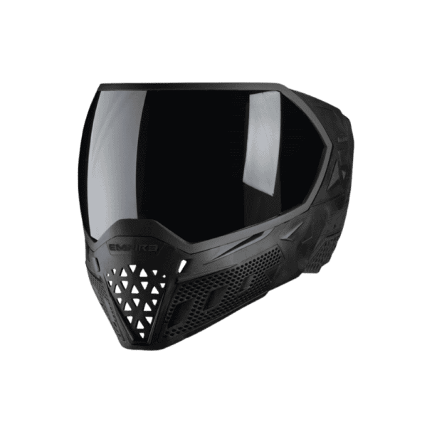 Empire EVS paintball mask in Black Black colorway with a dual pane Thermal Ninja smoke lens.