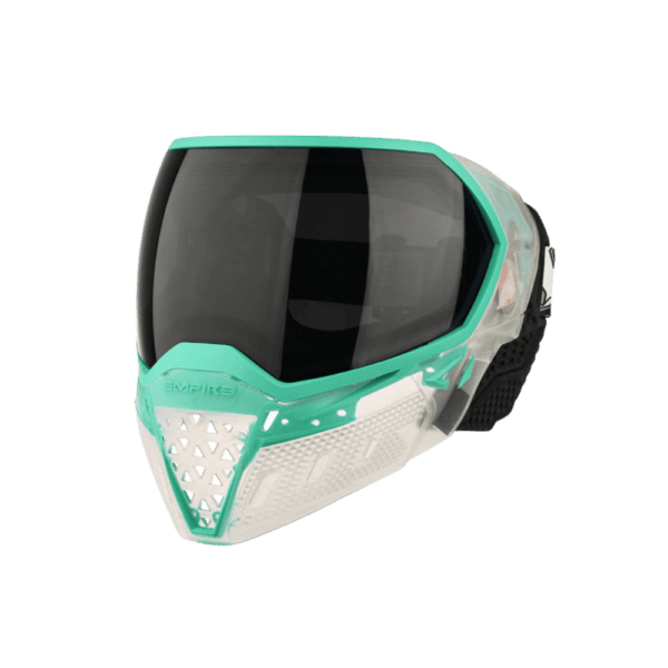 Empire EVS paintball goggle in Crystal Clear Teal with a dual pane Silver Mirror Fade Lens.