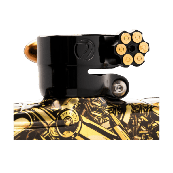 Brand new gold and black DYE FEEDNECK KNOB WHEEL | SPENT 6 SHOOTER aluminum paintball marker upgrade accessory.