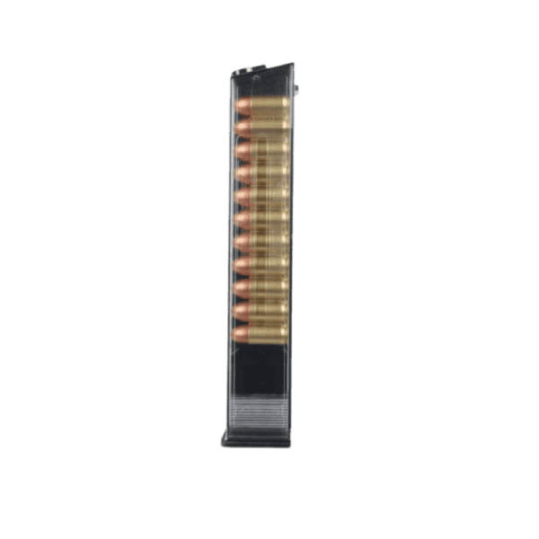 G&G PCC45 Midcap Mag black polymer submachine gun magazine for tactical paintball training.