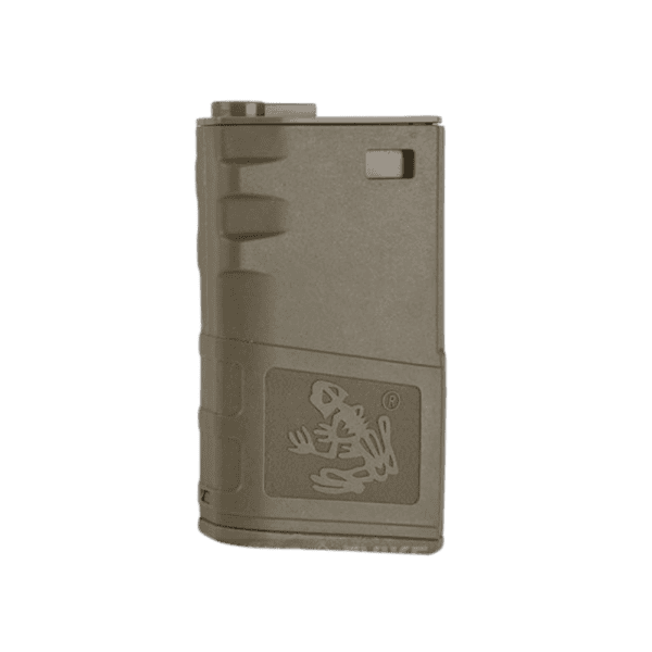 G&P 140rd Short Skull Frog Hi Cap Mag For M4/M16 Series Dark Earth magazine for tactical paintball training.