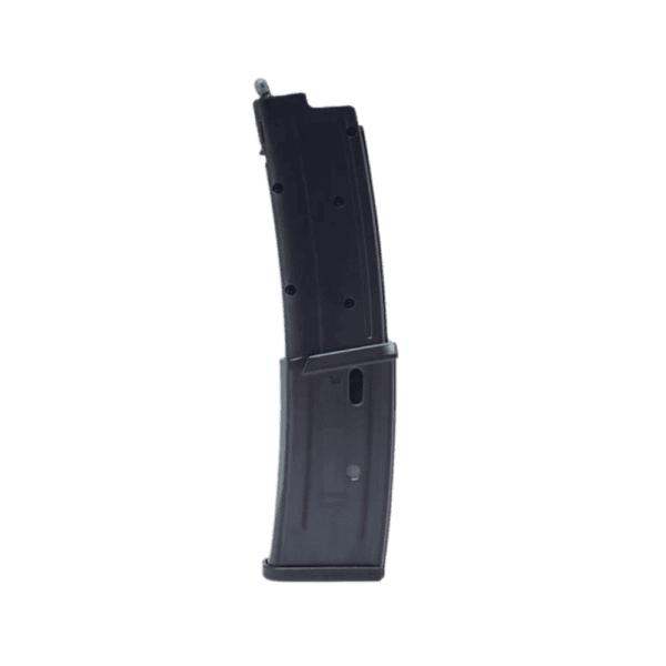 H&K MP7 A1 AEG 6mm Mid Cap Magazine black submachine gun mag for tactical paintball cross-training.