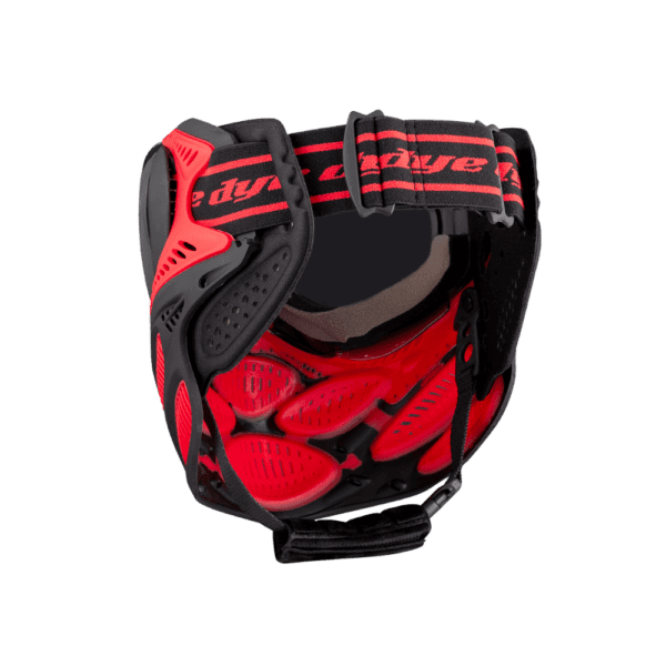 DYE brand i3 Pro Goggle mask in Fire Red with anti-fog thermal lens for paintball.