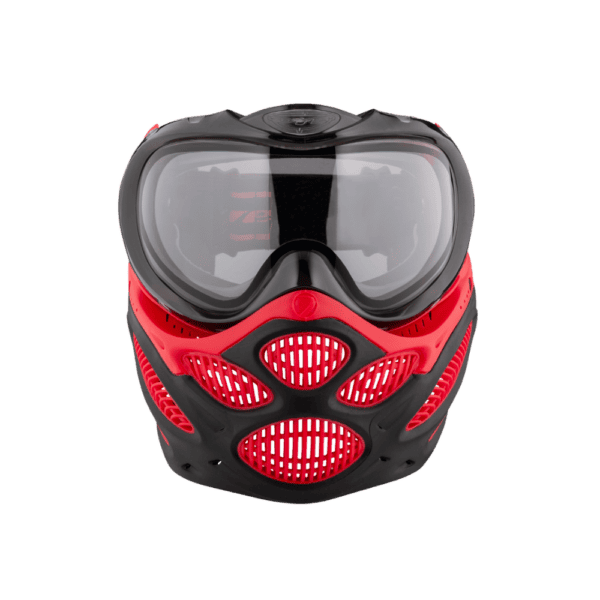 DYE brand i3 Pro Goggle mask in Fire Red with anti-fog thermal lens for paintball.