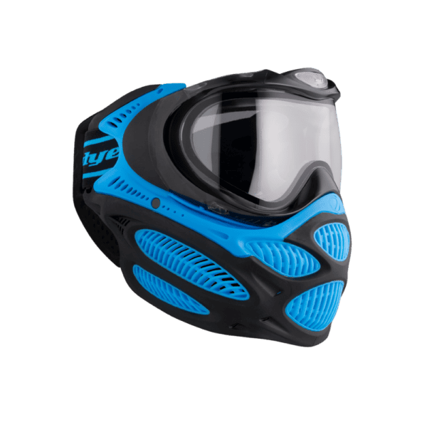 DYE brand i3 Pro Goggle mask in Glacier Cyan with anti-fog thermal lens for paintball.