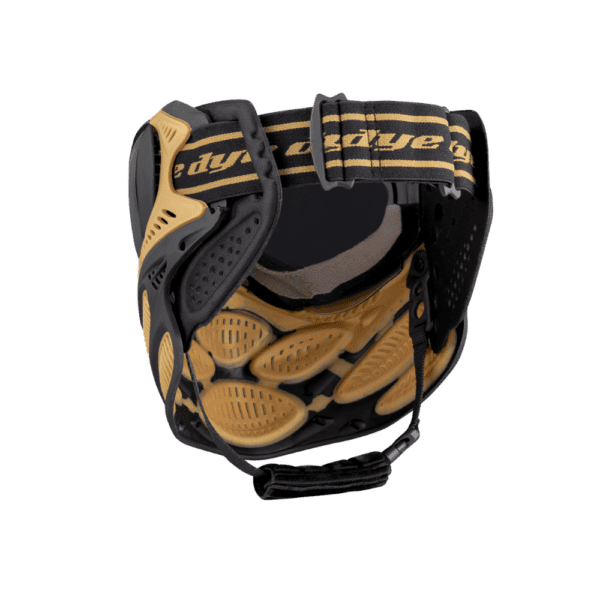 DYE brand i3 Pro Goggle mask in Heritage Gold with anti-fog thermal lens for paintball.