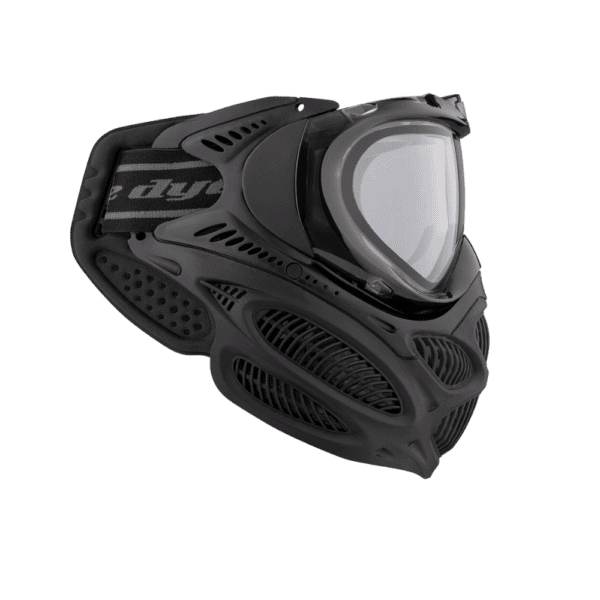 DYE brand i3 Pro Goggle mask in Onyx Black with anti-fog thermal lens for paintball.