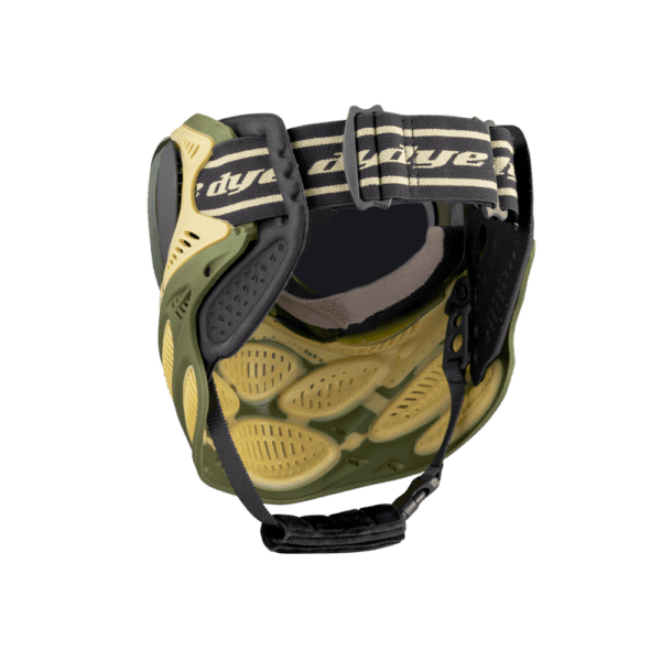 DYE brand i3 Pro Goggle mask in Tac Olive with anti-fog thermal lens for paintball.