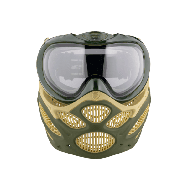 DYE brand i3 Pro Goggle mask in Tac Olive with anti-fog thermal lens for paintball.