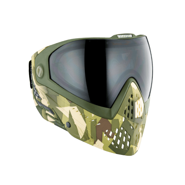 DYE brand i5 Thermal Paintball Goggle mask in CB Forest Camo with Smoke Gold lens.