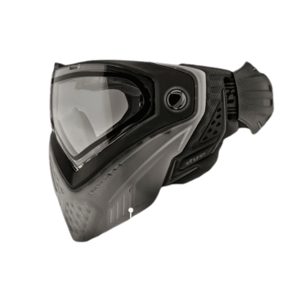 DYE i5 Goggle Smoked 2.0 translucent thermal paintball mask profile view.