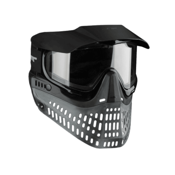 JT Spectra Pro Shield Thermal paintball mask in black with rigid ear armor.