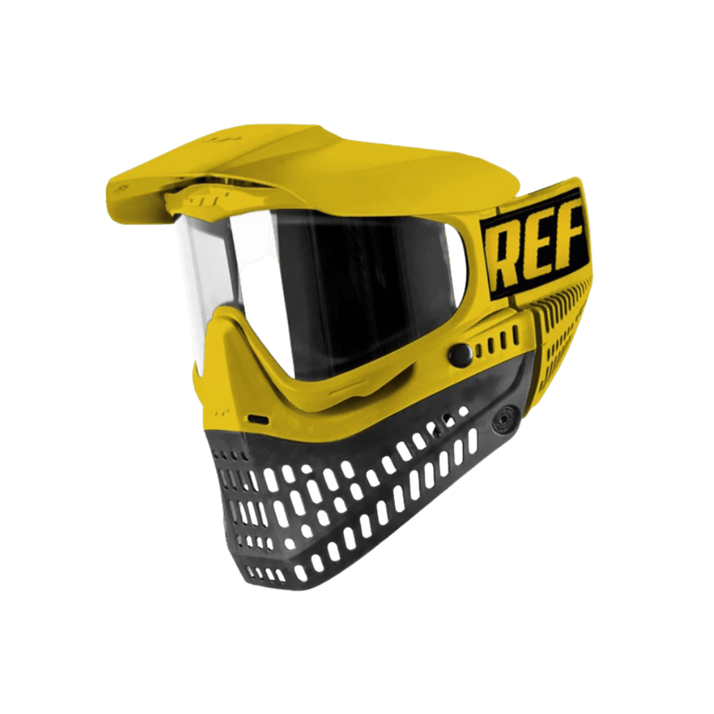 JT Proflex Referee Goggle yellow and black paintball mask with thermal lens.