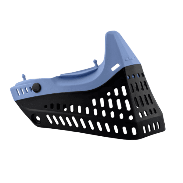 JT Proflex Nose and Skirt in Aquamarine Liquid and Black for paintball mask customization.