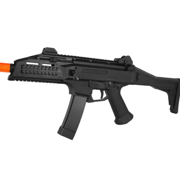 ActionSportGames CZ Scorpion EVO 3 A1 airsoft SMG AEG in black.