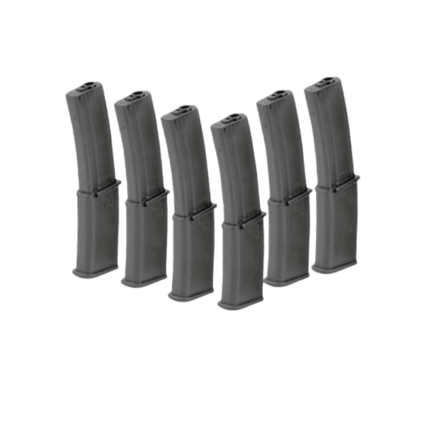 MAG 100rd Mid Cap Mag for MP7/MK7 6 Pack black polymer submachine gun paintball training magazines.