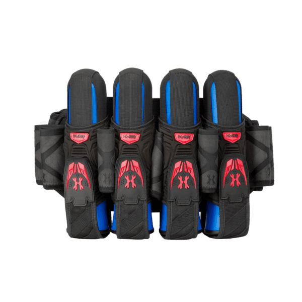 HK Army Magtek Harness 4+3 Black Red magnetic paintball pod pack.