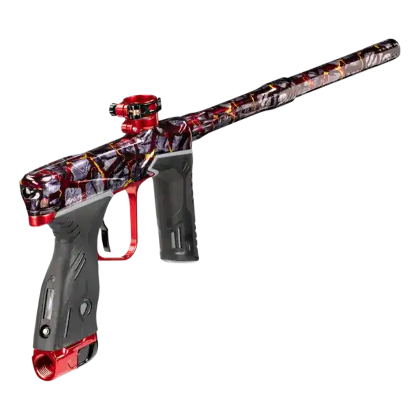 dye mxr electronic paintball marker | pga volcanic black / red polish | new