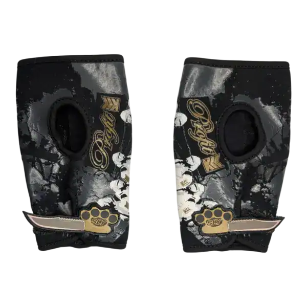 sly profit half gloves, black/white/gold, xl used