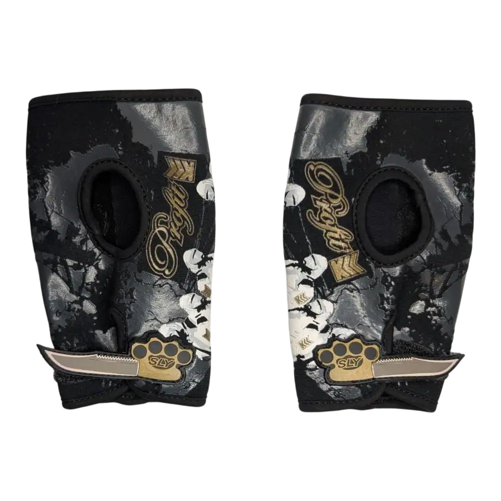 sly profit half gloves, black/white/gold, xl used