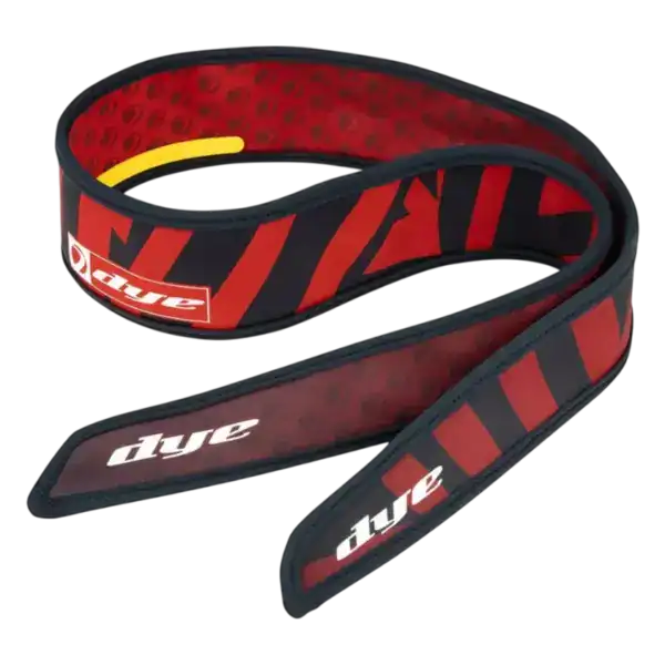 DYE x Halo Head Tie Dazzlecam Red paintball headband with black and red camo pattern.
