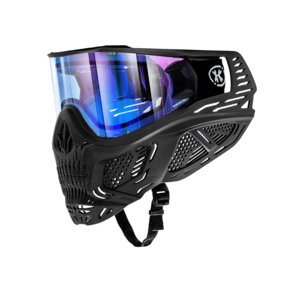 HK Army HSTL Skull Goggle System mask in Reaper black with Ice lens for paintball protection.