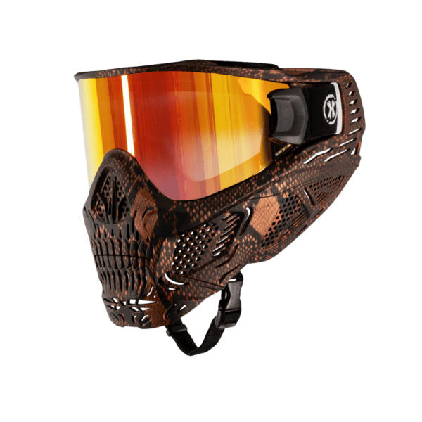 HK Army HSTL Skull Goggle System mask in Snake Red for paintball and airsoft protection.
