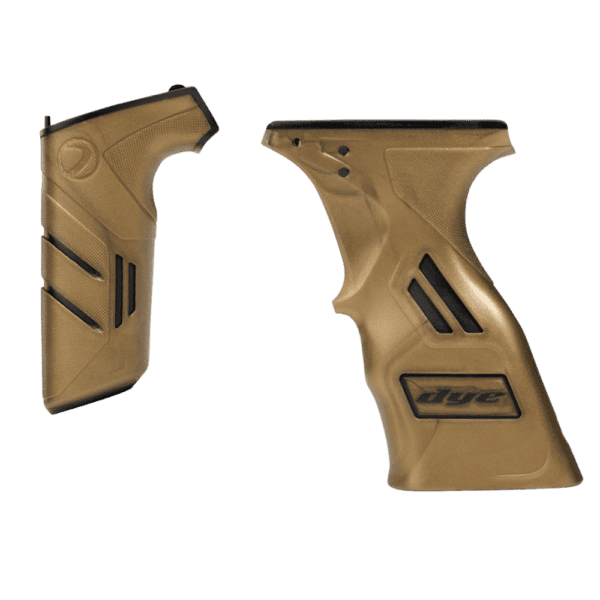 DYE Sticky Grip Kit DSR Gold / Black paintball marker replacement grips.